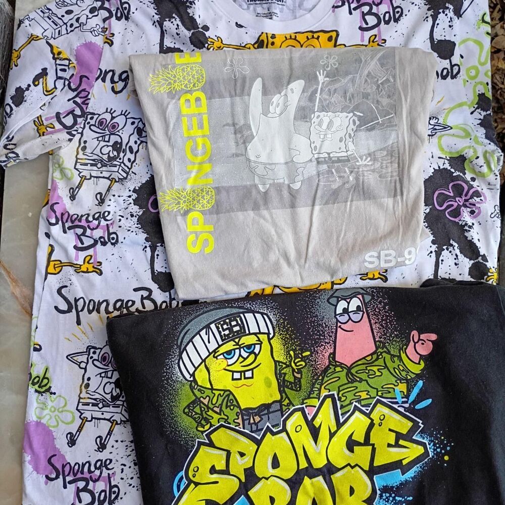 3 Men's Large Nickelodeon Sponge Bob T-Shirts